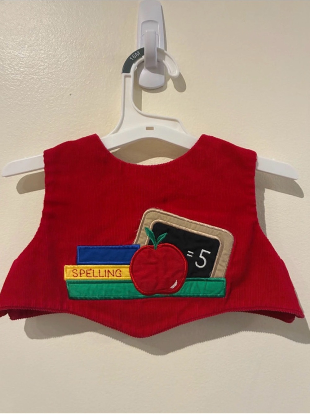 Vintage Red Kids' School Applique Bib Vest